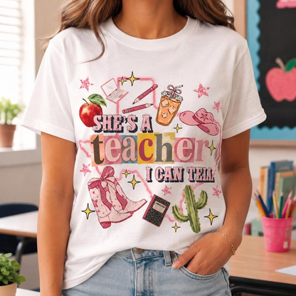 She's Teacher T-Shirt, Personalized Outline Map State T-shirt, Classroom Apparel, Back to School Tee, Teacher Appreciation Gift