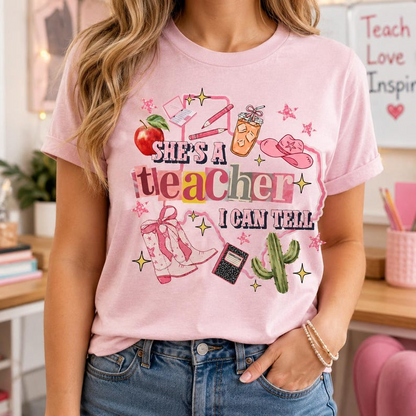 She's Teacher T-Shirt, Personalized Outline Map State T-shirt, Classroom Apparel, Back to School Tee, Teacher Appreciation Gift