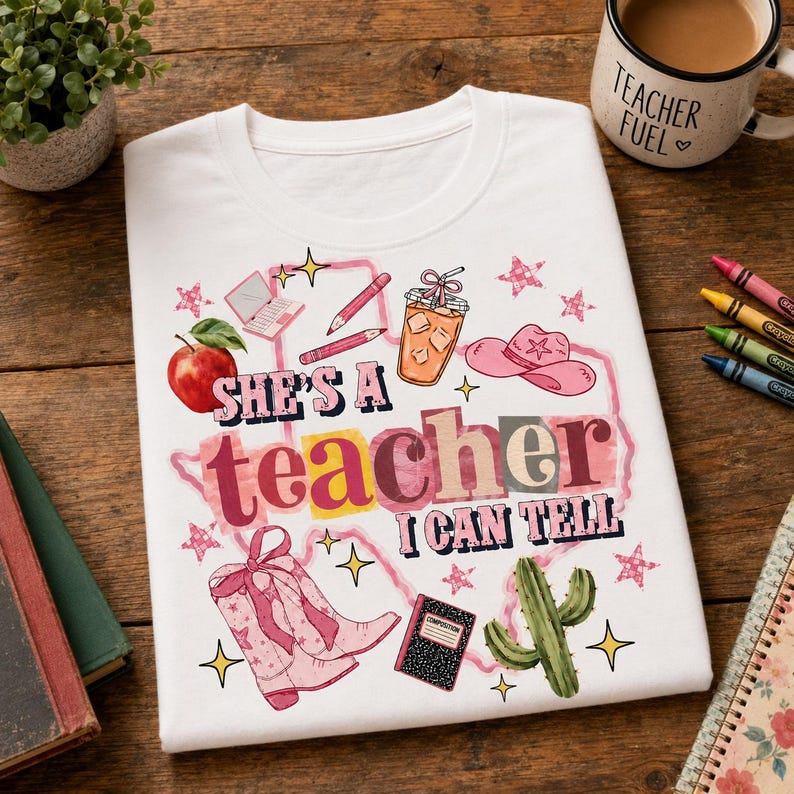 She's Teacher T-Shirt, Personalized Outline Map State T-shirt, Classroom Apparel, Back to School Tee, Teacher Appreciation Gift
