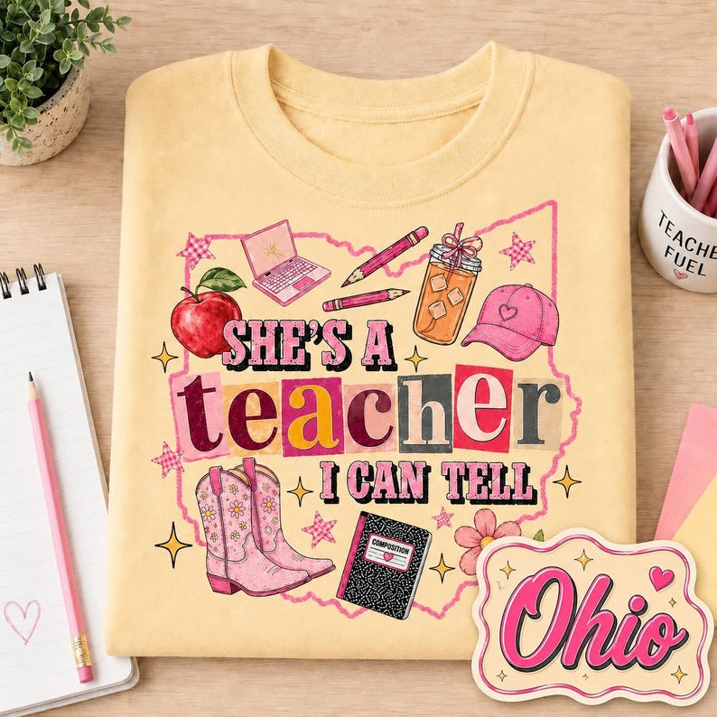 She's Teacher T-Shirt, Personalized Outline Map State T-shirt, Classroom Apparel, Back to School Tee, Teacher Appreciation Gift