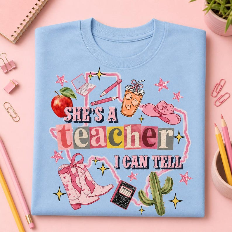 She's Teacher T-Shirt, Personalized Outline Map State T-shirt, Classroom Apparel, Back to School Tee, Teacher Appreciation Gift
