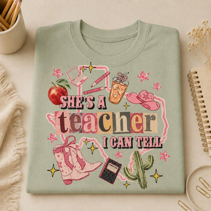 She's Teacher T-Shirt, Personalized Outline Map State T-shirt, Classroom Apparel, Back to School Tee, Teacher Appreciation Gift