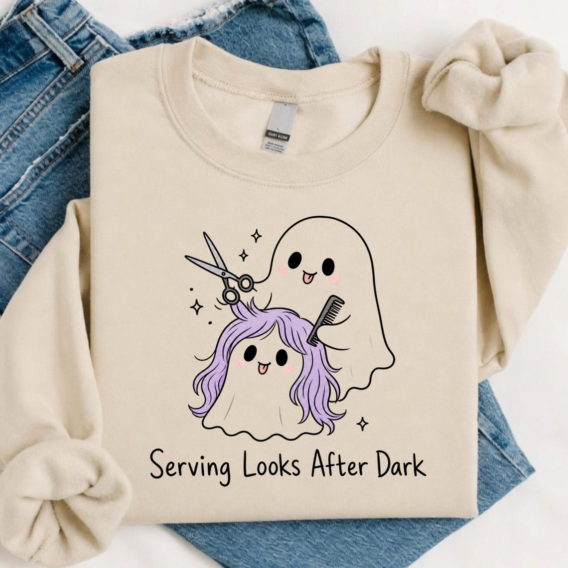 Serving Looks After Dark Shirt, Ghost Hairstylist Tee, Halloween Hairdresser Shirt, Spooky Salon T-Shirt, Comfort Colors Stylist Gift