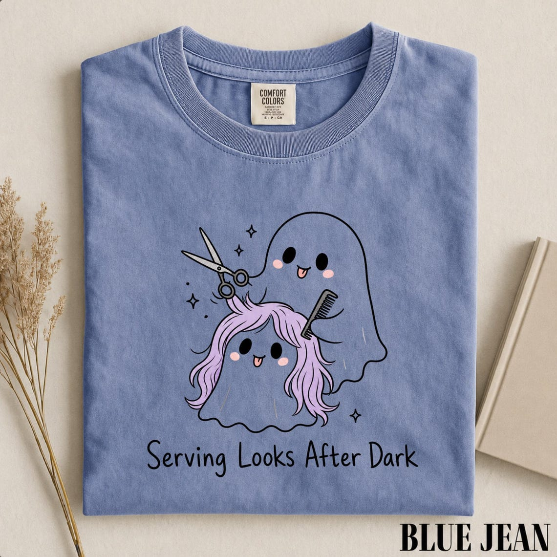 Serving Looks After Dark Shirt, Ghost Hairstylist Tee, Halloween Hairdresser Shirt, Spooky Salon T-Shirt, Comfort Colors Stylist Gift