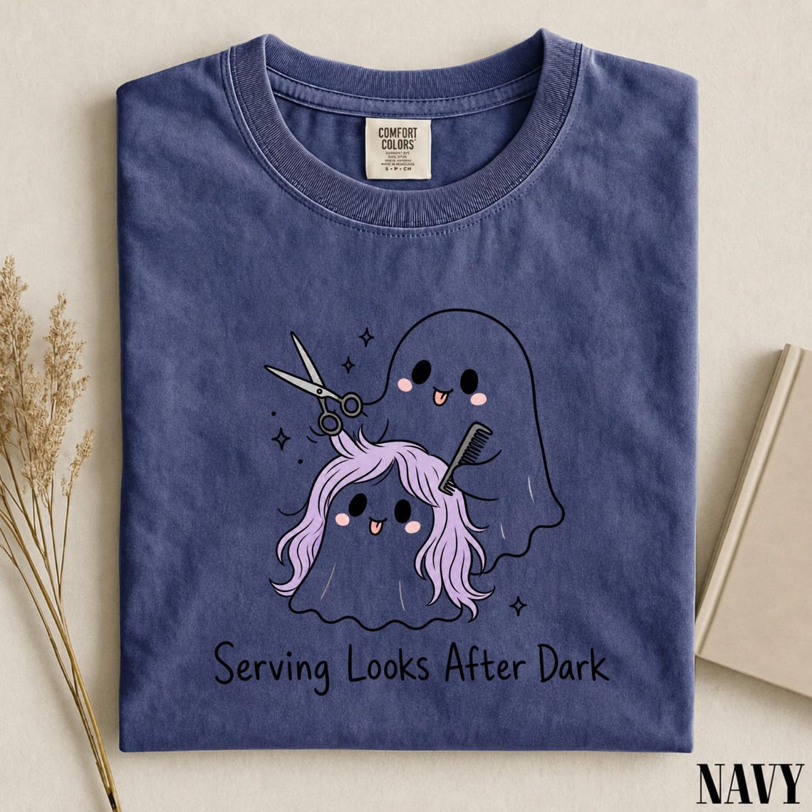 Serving Looks After Dark Shirt, Ghost Hairstylist Tee, Halloween Hairdresser Shirt, Spooky Salon T-Shirt, Comfort Colors Stylist Gift