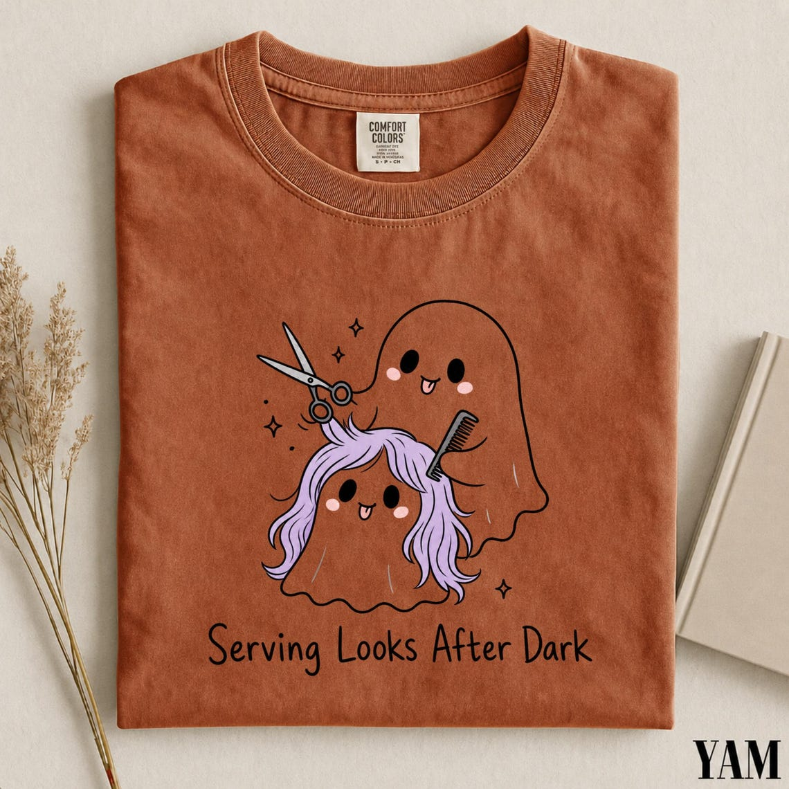 Serving Looks After Dark Shirt, Ghost Hairstylist Tee, Halloween Hairdresser Shirt, Spooky Salon T-Shirt, Comfort Colors Stylist Gift
