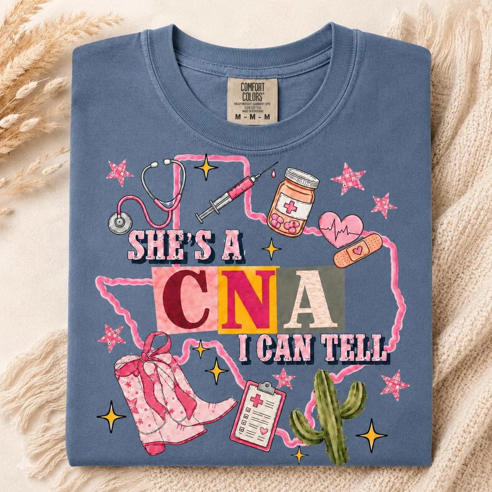 Personalized State CNA Shirt, Custom Certified Nursing Assistant Gift, She’s a CNA I Can Tell Tee, Western Nurse Shirt
