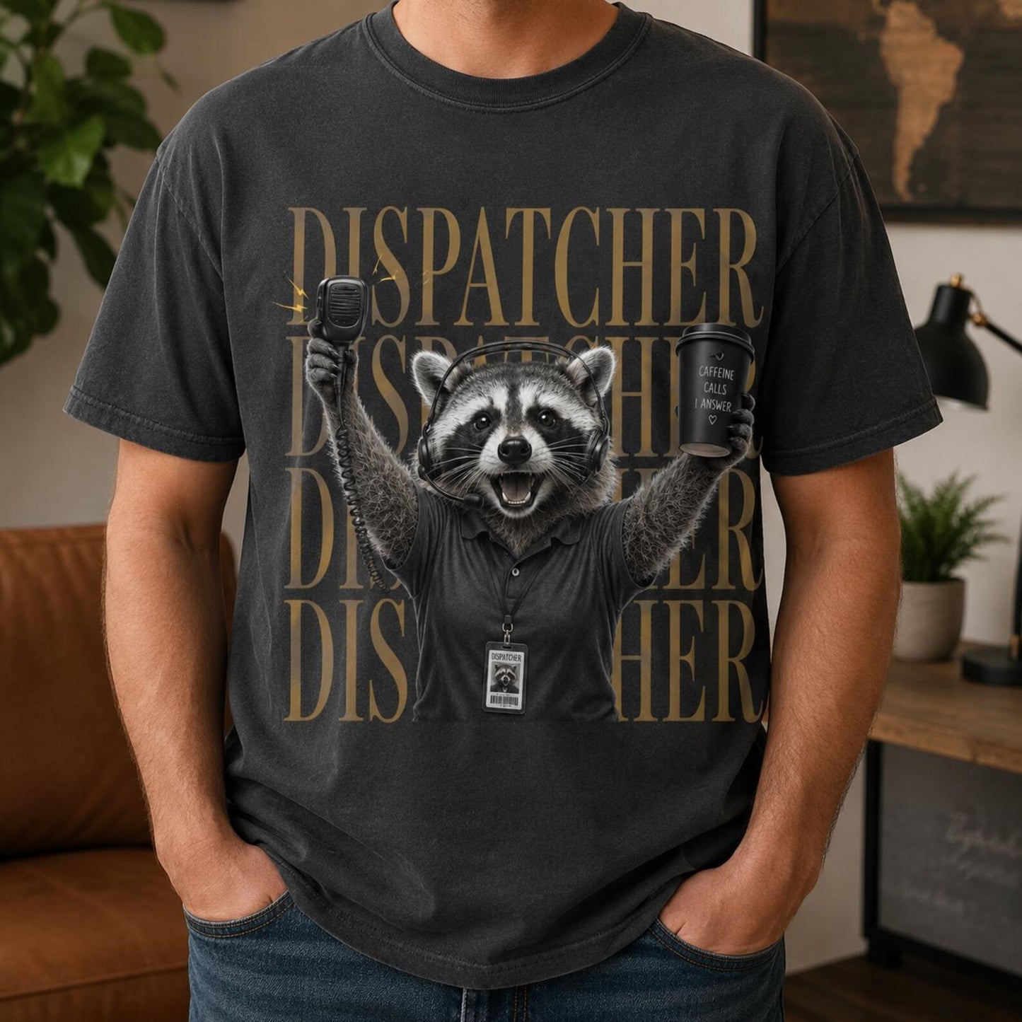 Funny 911 Dispatcher Shirt, Raccoon Dispatcher Tee, Telecommunicator Gift, Comfort Colors Police Dispatcher Top, Night Shift Worker Gift