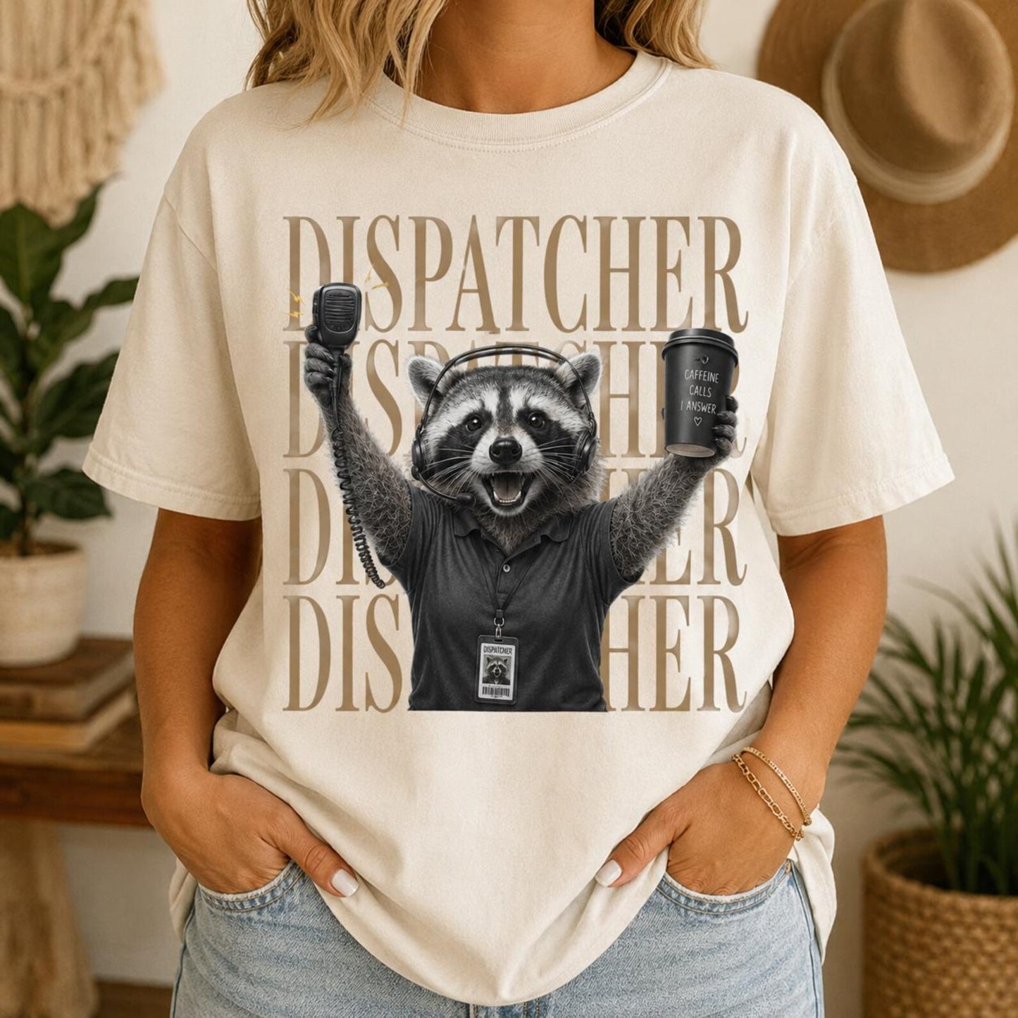 Funny 911 Dispatcher Shirt, Raccoon Dispatcher Tee, Telecommunicator Gift, Comfort Colors Police Dispatcher Top, Night Shift Worker Gift