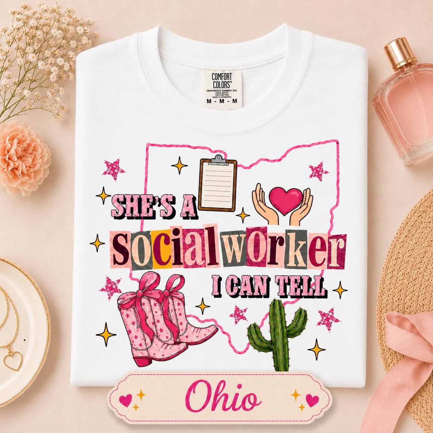 Social Worker Shirt, Custom State Comfort Colors Tee, She’s A Social Worker I Can Tell, Social Work Gift, Case Worker Appreciation Shirt