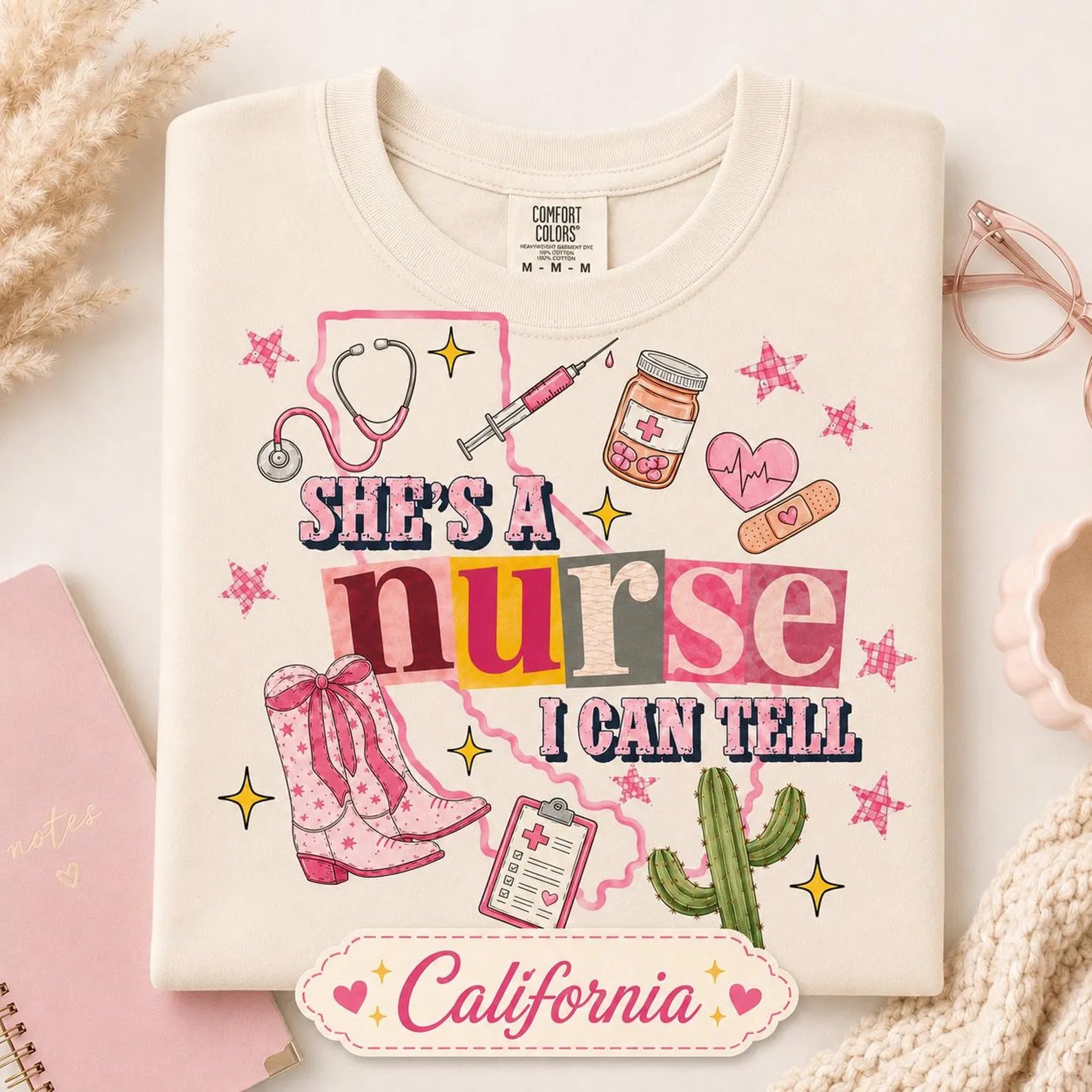Personalized Outline Map Nurse Shirt, Custom Nurse Gift, She’s a Nurse I Can Tell Tee, Cute Nursing Shirt for Bookish Western Style