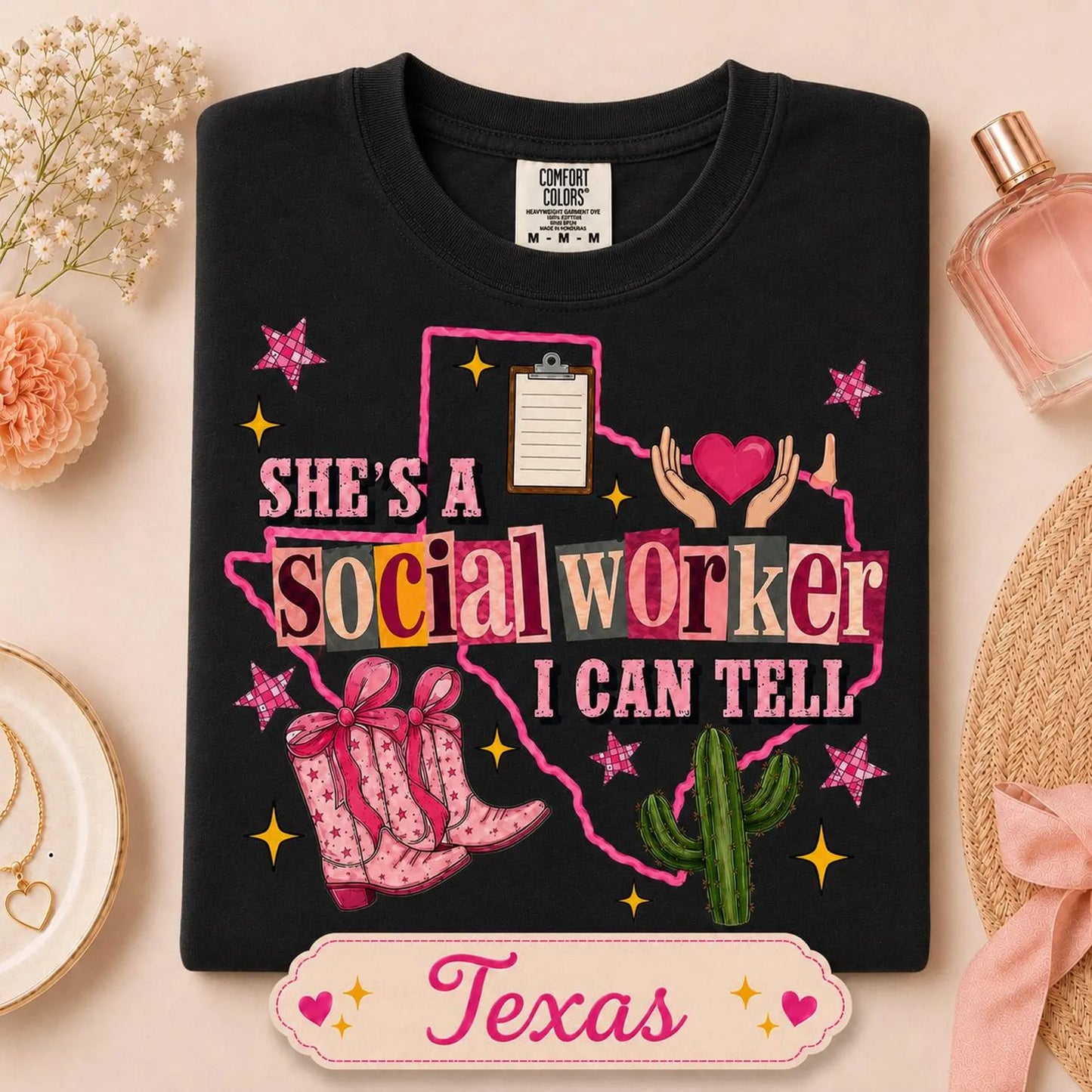 Social Worker Shirt, Custom State Comfort Colors Tee, She’s A Social Worker I Can Tell, Social Work Gift, Case Worker Appreciation Shirt