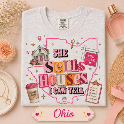 Realtor Shirt for Women, She Sells Houses I Can Tell Tee, Real Estate Agent Gift, Western Cowgirl Realtor T-Shirt, Closing Day Top