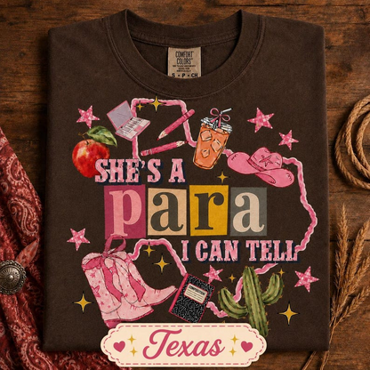 Custom State Shirt, She’s a Para I Can Tell Shirt, Paraprofessional Gift, Teacher Aide Shirt, School Staff Comfort Colors Tee