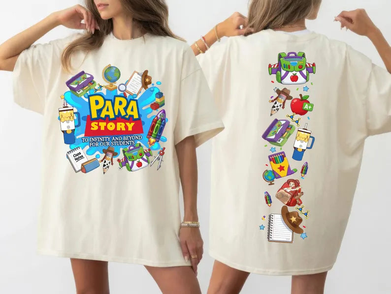 Para Story Front and Back Shirt, Comfort Colors Paraprofessional Tee, To Infinity and Beyond For Our Students Shirt, Retro Back to School Para T-Shirt, Cute Special Education Para Gift