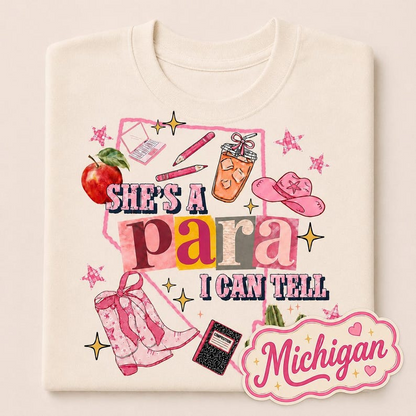Custom State Shirt, She’s a Para I Can Tell Shirt, Paraprofessional Gift, Teacher Aide Shirt, School Staff Comfort Colors Tee