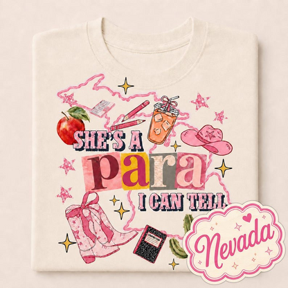 Custom State Shirt, She’s a Para I Can Tell Shirt, Paraprofessional Gift, Teacher Aide Shirt, School Staff Comfort Colors Tee